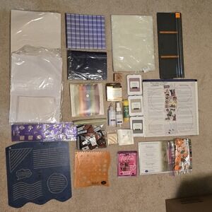 Large Lot Misc Crafts Lamination Sheets Stamps Stencils Ink Ruler Liquid Glass‎